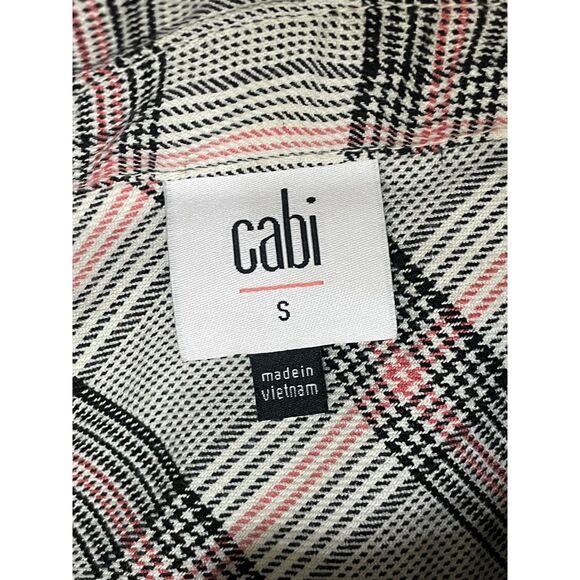 Cabi Hideout Women's S Black Jacket Polyester Shacket Shirt Collar Stretch Plaid - Picture 5 of 9